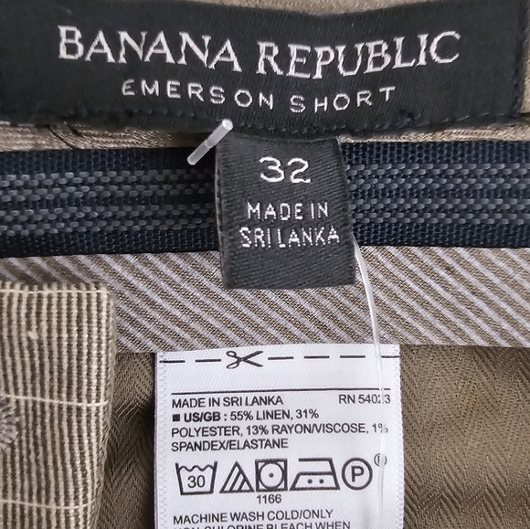 Banana Republic 11" Emerson Shorts Stretch Linen Brown Tan Stripe Pleated 32 - Picture 6 of 10